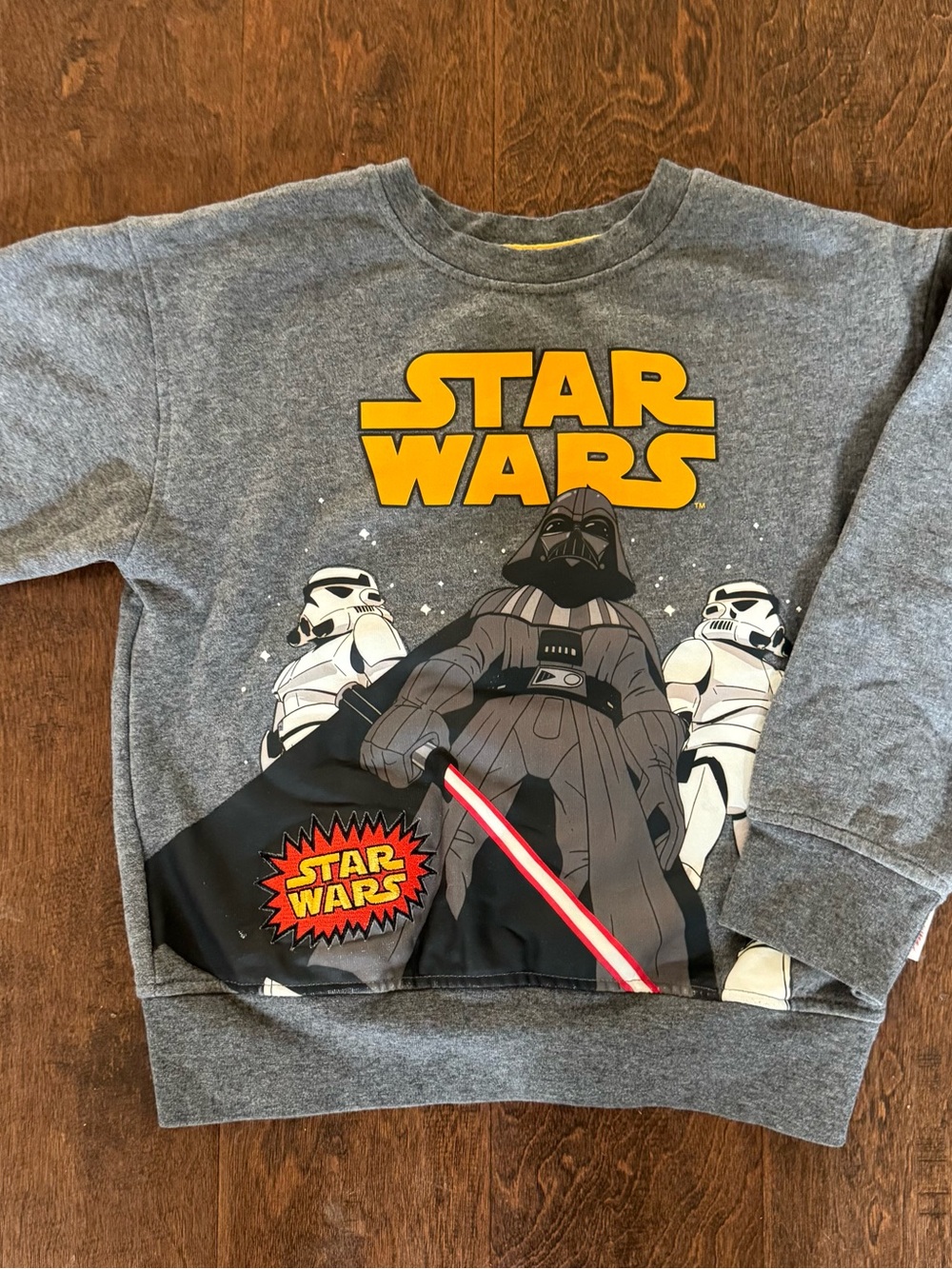 Star Wars Kids Gray Sweatshirt with Yellow Logo & Darth Vader Graphic